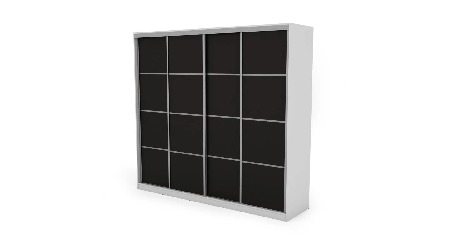 Szafa przesuwna 260x240 cm biała / czarna – Maxdoro | eMeblast Szafa przesuwna 260x240 cm biała / czarna – Maxdoro | eMeblast