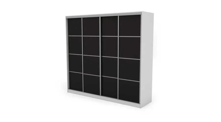Szafa przesuwna 260x240 cm biała / czarna – Maxdoro | eMeblast Szafa przesuwna 260x240 cm biała / czarna – Maxdoro | eMeblast