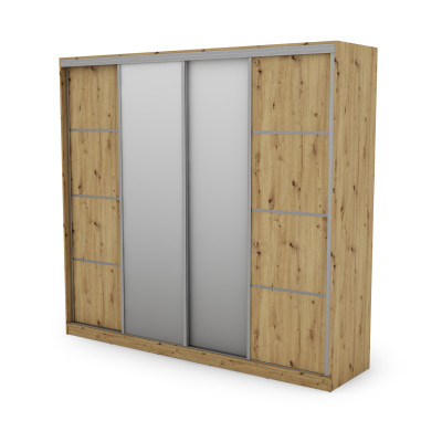 Szafa przesuwna 260x240 cm dąb Artisan z 2 lustrami – Maxdoro