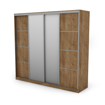 Szafa przesuwna 260x240 cm dąb Lefkas z 2 lustrami – Maxdoro