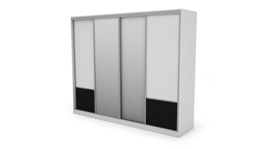 Szafa przesuwna 268x220 cm biała / czarna z 2 lustrami – Virello | eMeblast Szafa przesuwna 268x220 cm biała / czarna z 2 lustrami – Virello | eMeblast