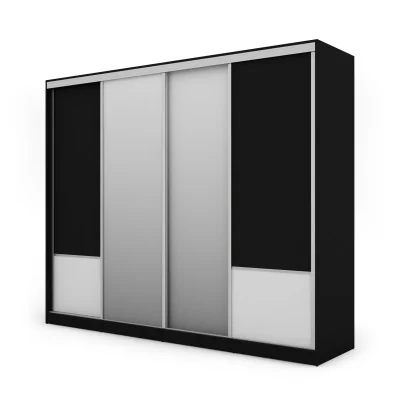 Szafa przesuwna 268x220 cm czarna / biała z 2 lustrami – Virello | eMeblast