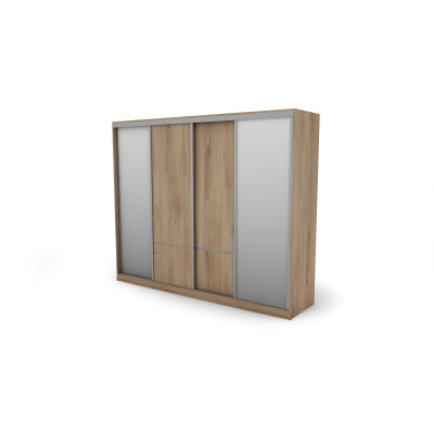 Szafa przesuwna 268x220 cm dąb Lorenzo z 2 lustrami – Virello