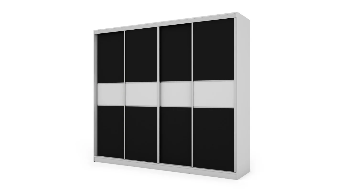 Szafa przesuwna 276x244 cm biała / czarna – Arvenzo | eMeblast