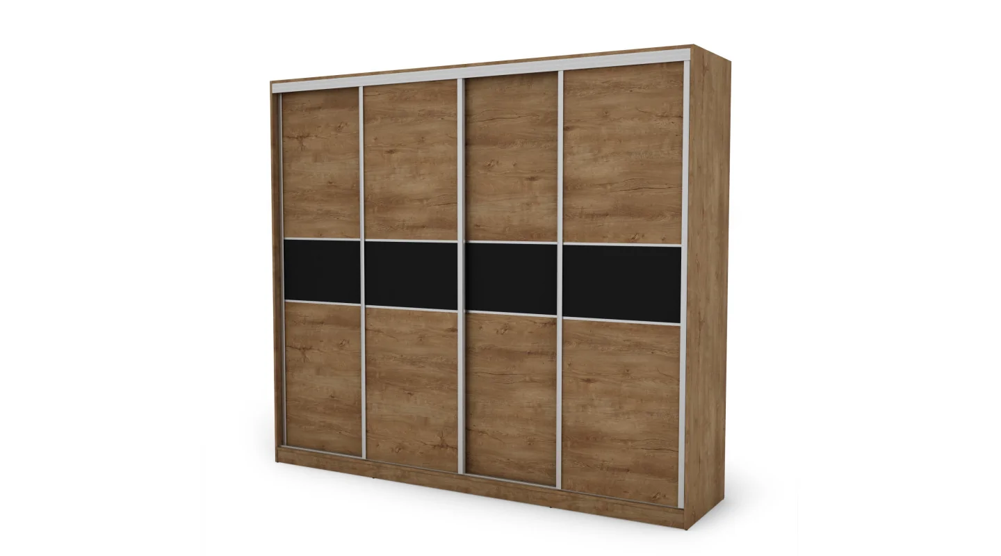 Szafa przesuwna 276x244 cm dąb Lefkas / czarna – Arvenzo | eMeblast