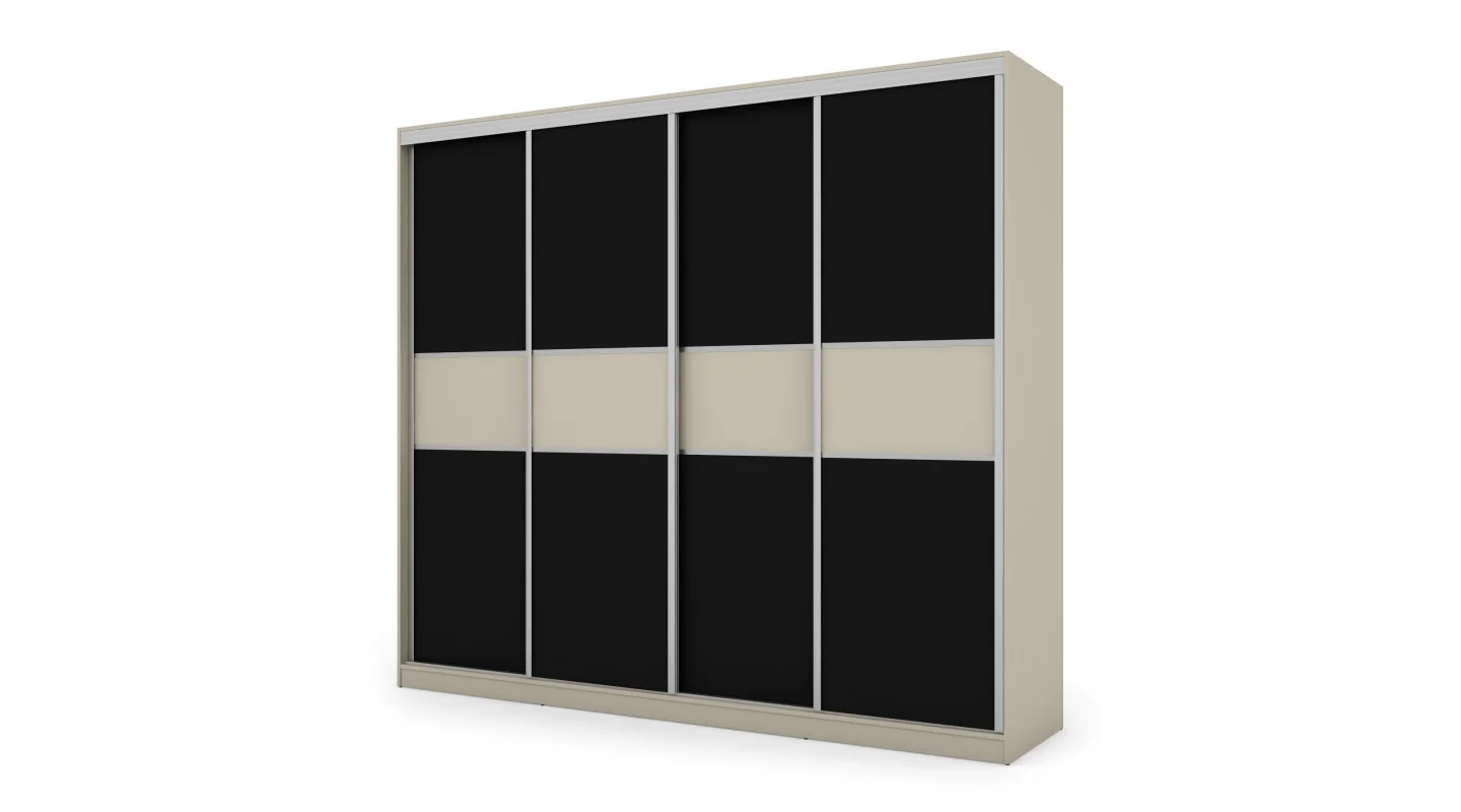 Szafa przesuwna 276x244 cm kaszmirowy beż / czarna – Arvenzo | eMeblast