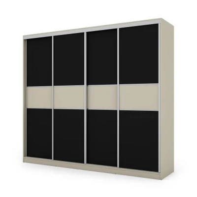 Szafa przesuwna 276x244 cm kaszmirowy beż / czarna – Arvenzo | eMeblast