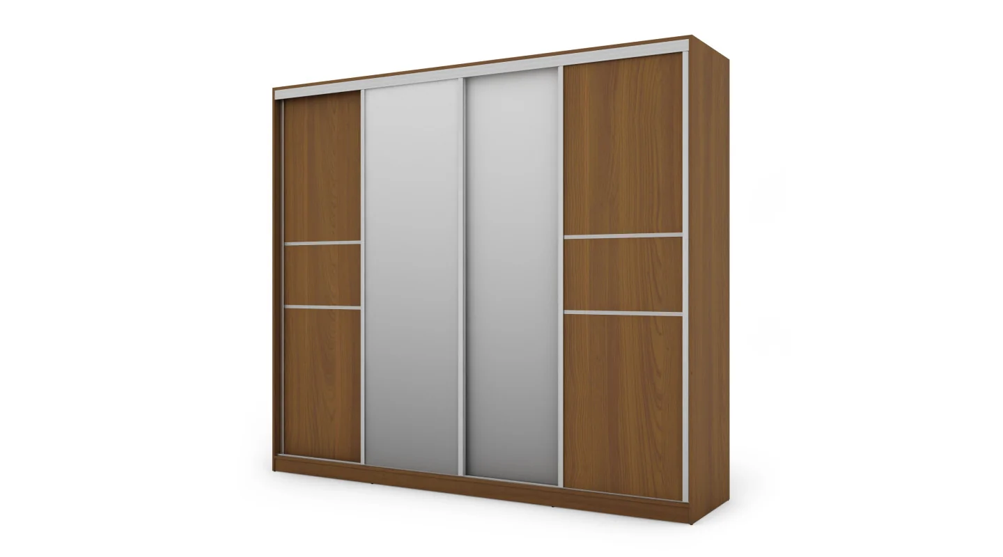 Szafa przesuwna 276x244 cm wiśnia Porto z 2 lustrami – Arvenzo | eMeblast