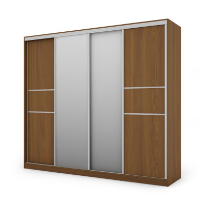 Szafa przesuwna 276x244 cm wiśnia Porto z 2 lustrami – Arvenzo