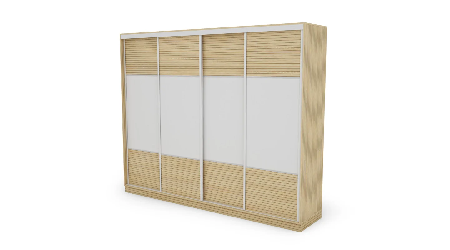Szafa przesuwna 300x244 cm biel dąb gaja lamele - Grandero | eMeblast