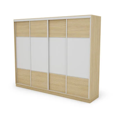 Szafa przesuwna 300x244 cm biel dąb gaja lamele - Grandero | eMeblast