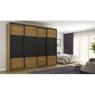 Szafa przesuwna 300x244 cm dąb karmel czarny - Grandero | eMeblast