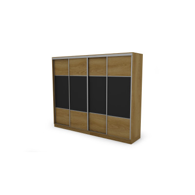 Szafa przesuwna 300x244 cm dąb karmel czarny - Grandero