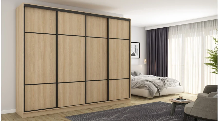 Szafa przesuwna 300x244 cm dąb lindberg - Grandero | eMeblast
