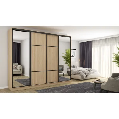 Szafa przesuwna 300x244 cm dąb lindberg 2 lustra - Grandero | eMeblast