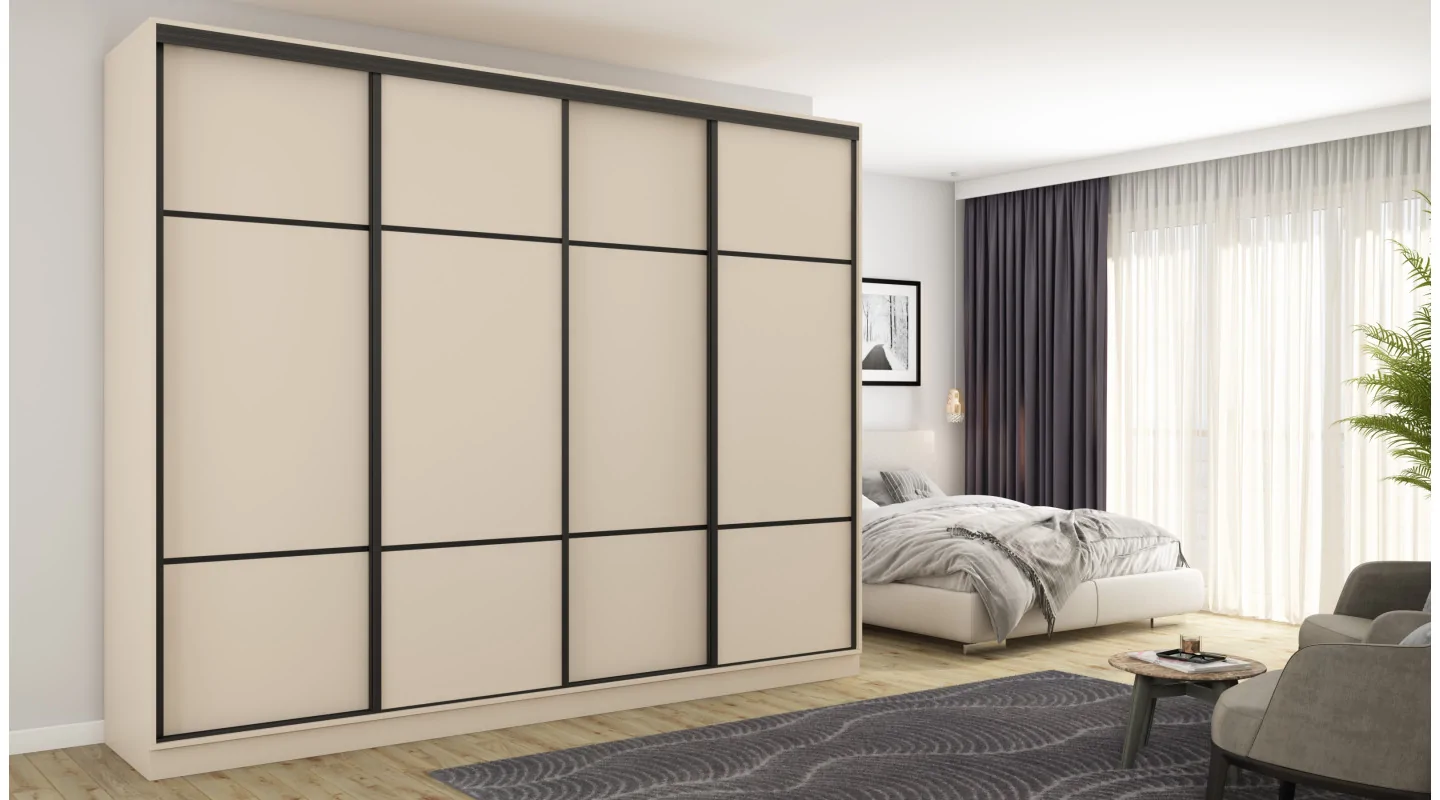 Szafa przesuwna 300x244 cm kość słoniowa - Grandero | eMeblast