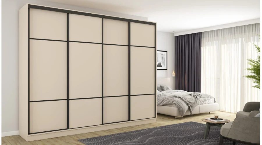 Szafa przesuwna 300x244 cm kość słoniowa - Grandero | eMeblast