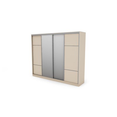Szafa przesuwna 300x244 cm kość słoniowa 2 lustra - Grandero