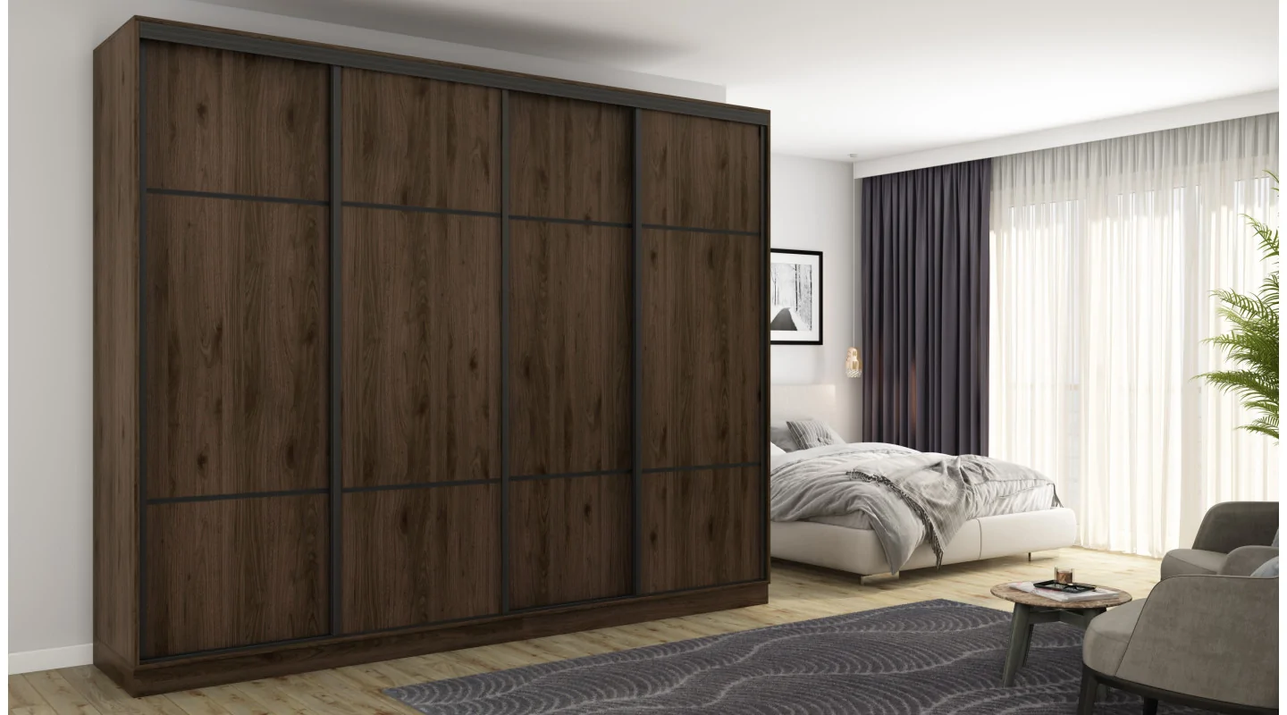 Szafa przesuwna 300x244 cm orzech okapi - Grandero | eMeblast