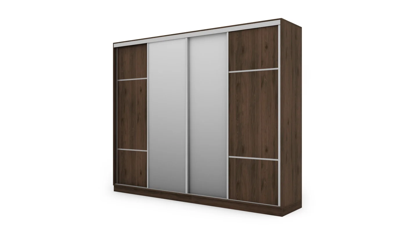 Szafa przesuwna 300x244 cm orzech okapi 2 lustra - Grandero | eMeblast