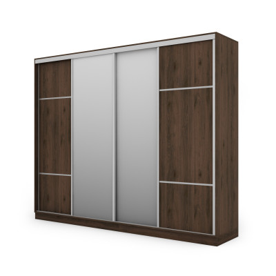 Szafa przesuwna 300x244 cm orzech okapi 2 lustra - Grandero