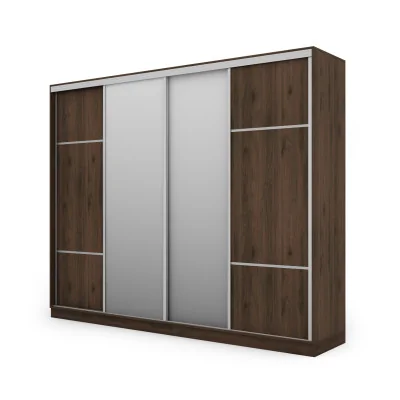 Szafa przesuwna 300x244 cm orzech okapi 2 lustra - Grandero | eMeblast