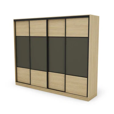 Szafa przesuwna 300x244 cm szary grafit dąb gaja lamele - Grandero | eMeblast