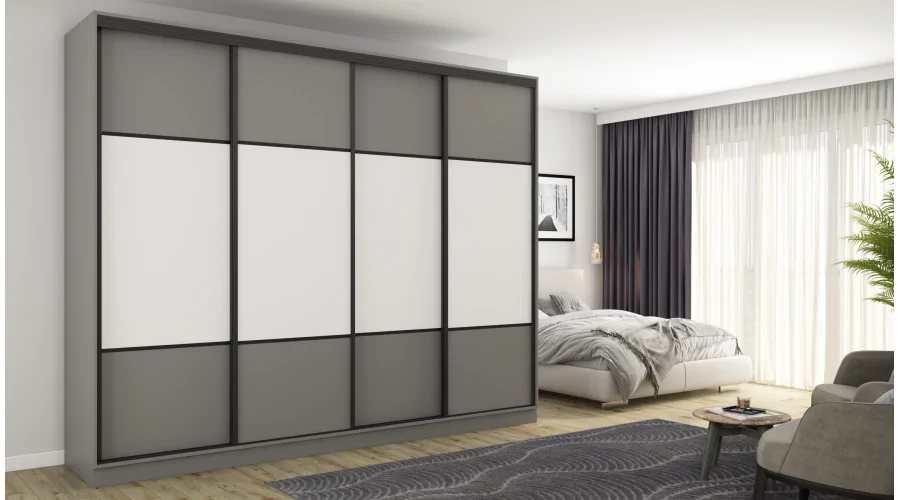 Szafa przesuwna 300x244 cm szary biel - Grandero | eMeblast