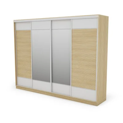 Szafa przesuwna 320x244 cm biel dąb gaja lamele 2 lustra - Varento | eMeblast