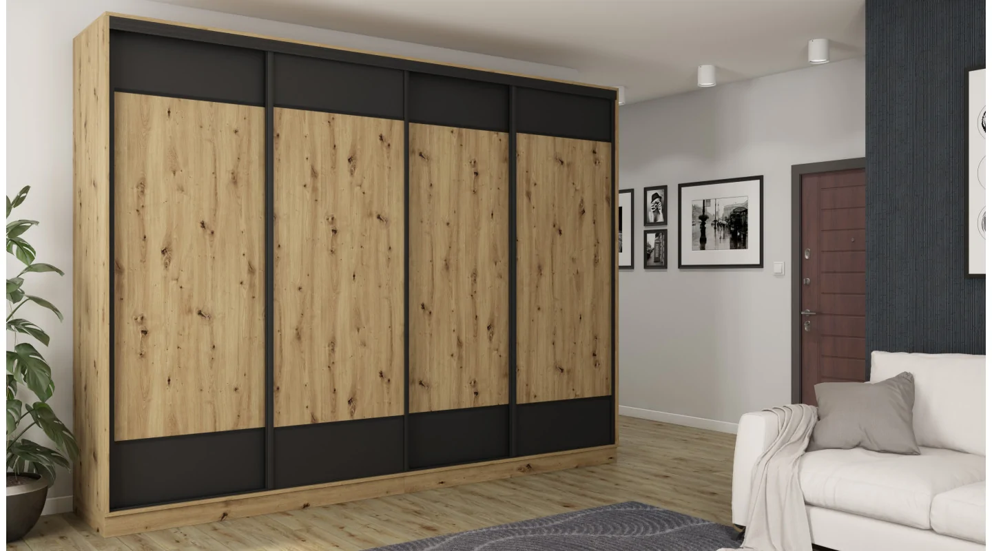 Szafa przesuwna 320x244 cm dąb artisan czarny - Varento | eMeblast