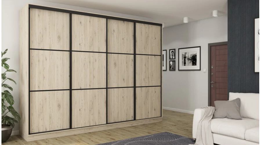 Szafa przesuwna 320x244 cm dąb bordeaux - Varento | eMeblast