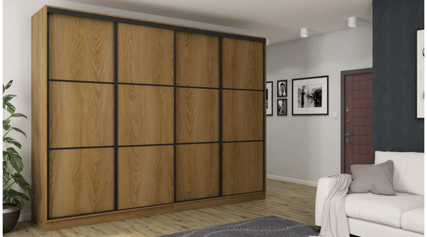 Szafa przesuwna 320x244 cm dąb karmel - Varento | eMeblast