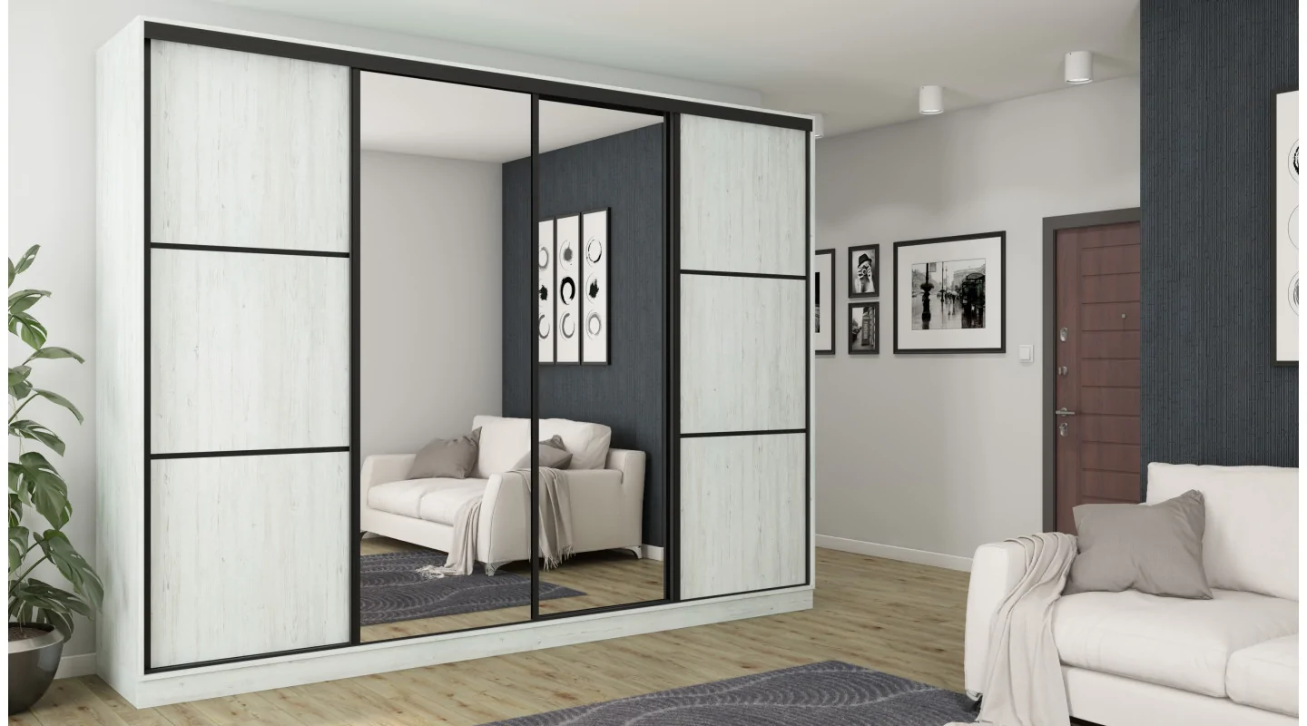 Szafa przesuwna 320x244 cm sosna anderson 2 lustra - Varento | eMeblast