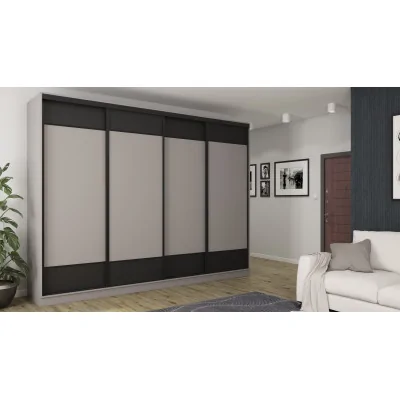 Szafa przesuwna 320x244 cm szary czarny 2 lustra - Varento | eMeblast