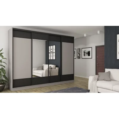 Szafa przesuwna 320x244 cm szary czarny 2 lustra - Varento | eMeblast