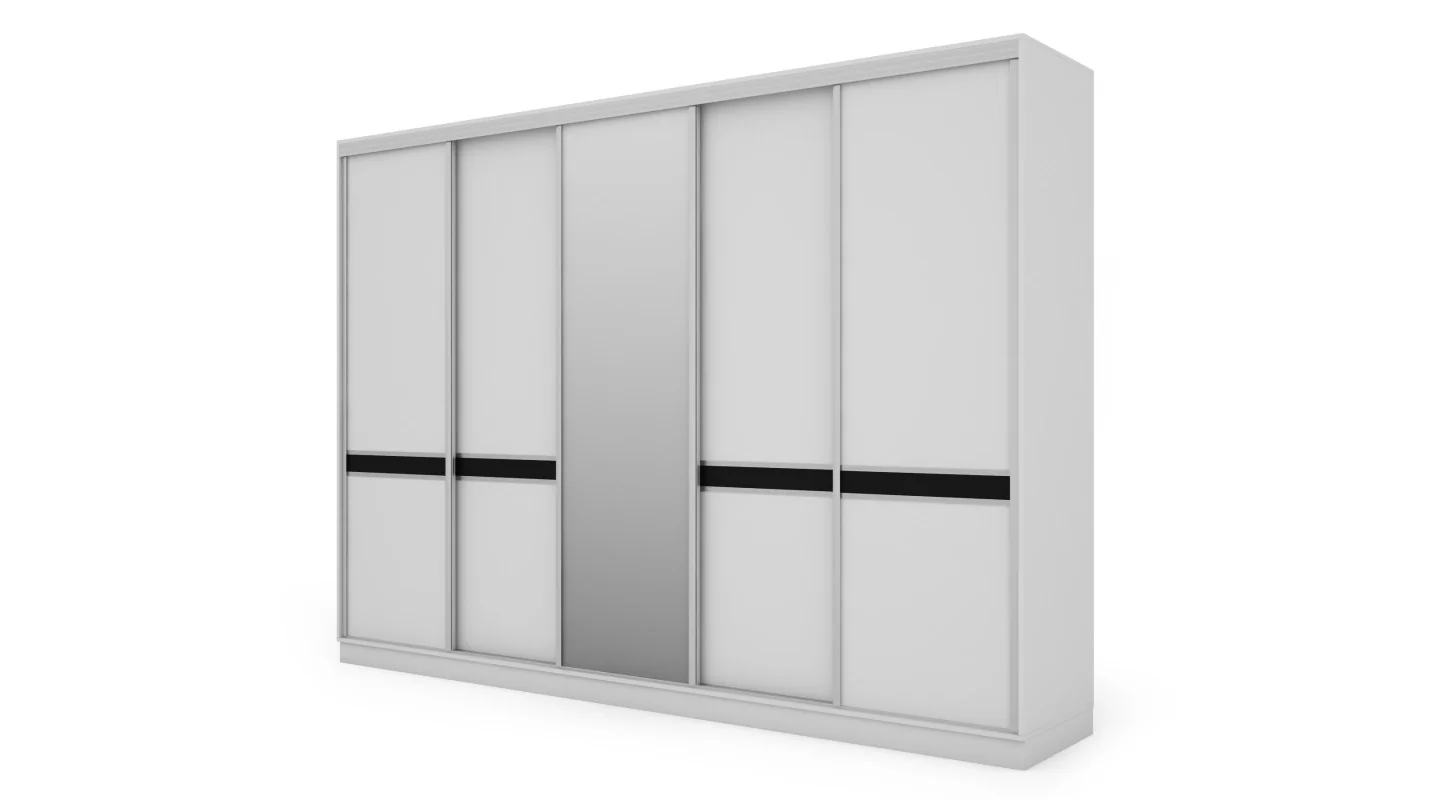 Szafa przesuwna 340x244 cm biel z lustrem - Morvello | eMeblast
