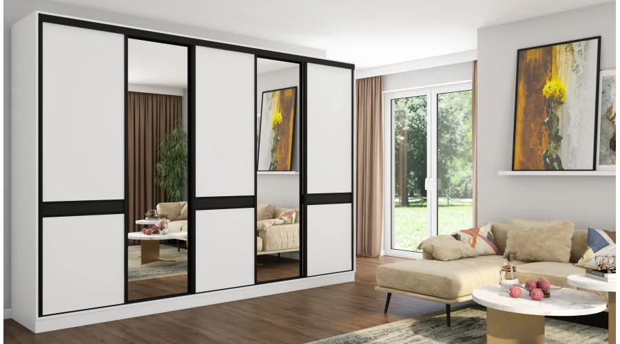 Szafa przesuwna 340x244 cm biel 2 lustra - Morvello | eMeblast