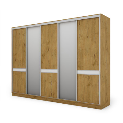 Szafa przesuwna 340x244 cm dąb lancelot 2 lustra - Morvello