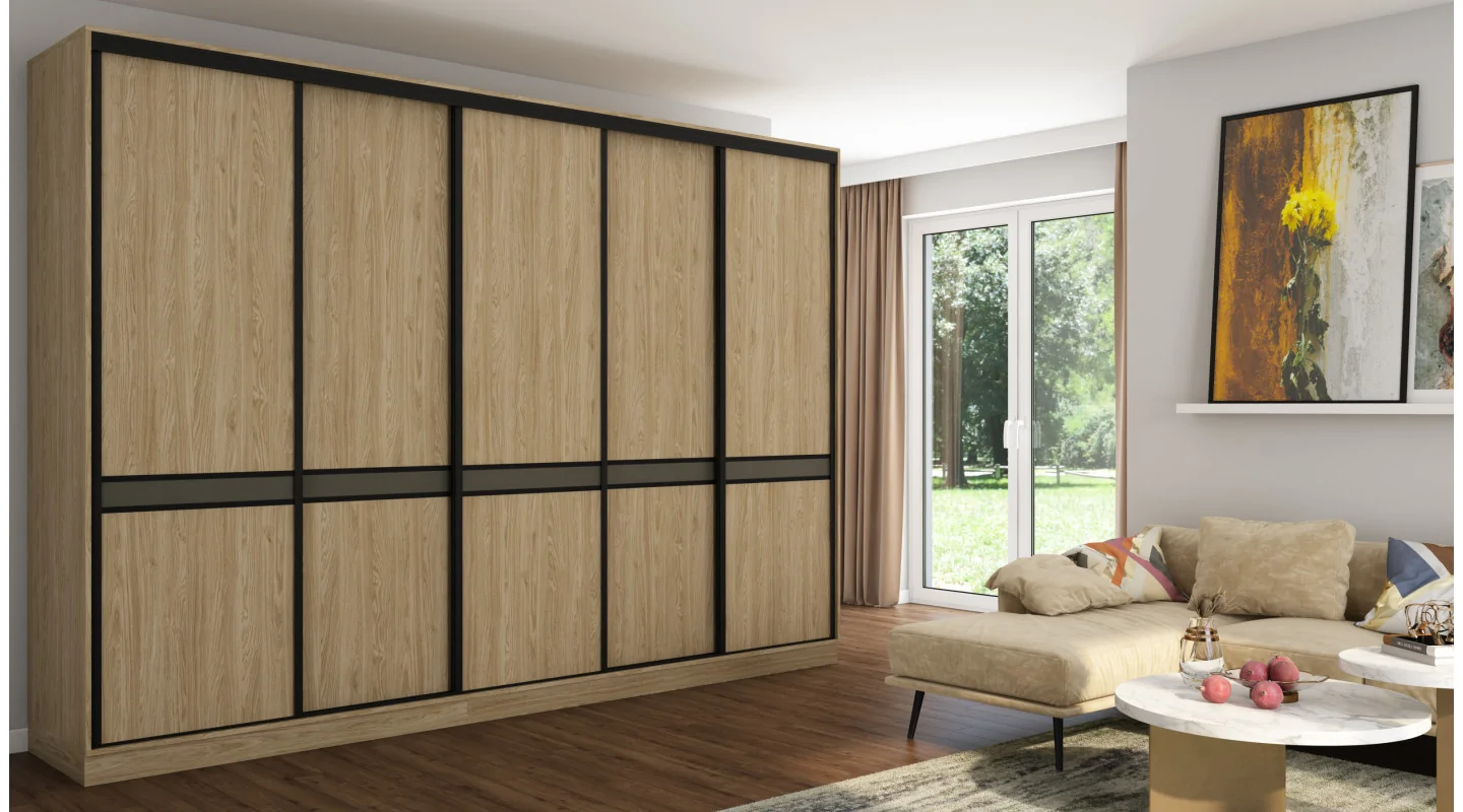 Szafa przesuwna 340x244 cm dąb olejowany - Morvello | eMeblast