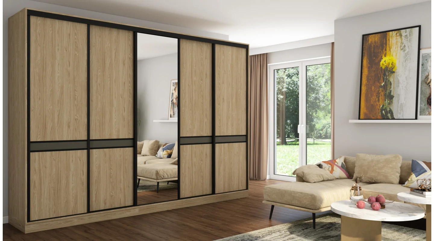 Szafa przesuwna 340x244 cm dąb olejowany - Morvello | eMeblast