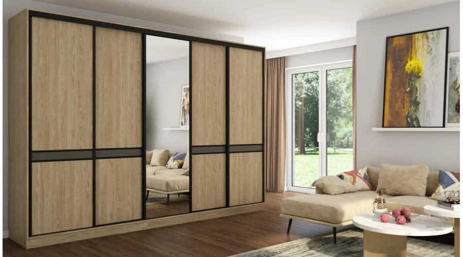 Szafa przesuwna 340x244 cm dąb olejowany - Morvello | eMeblast