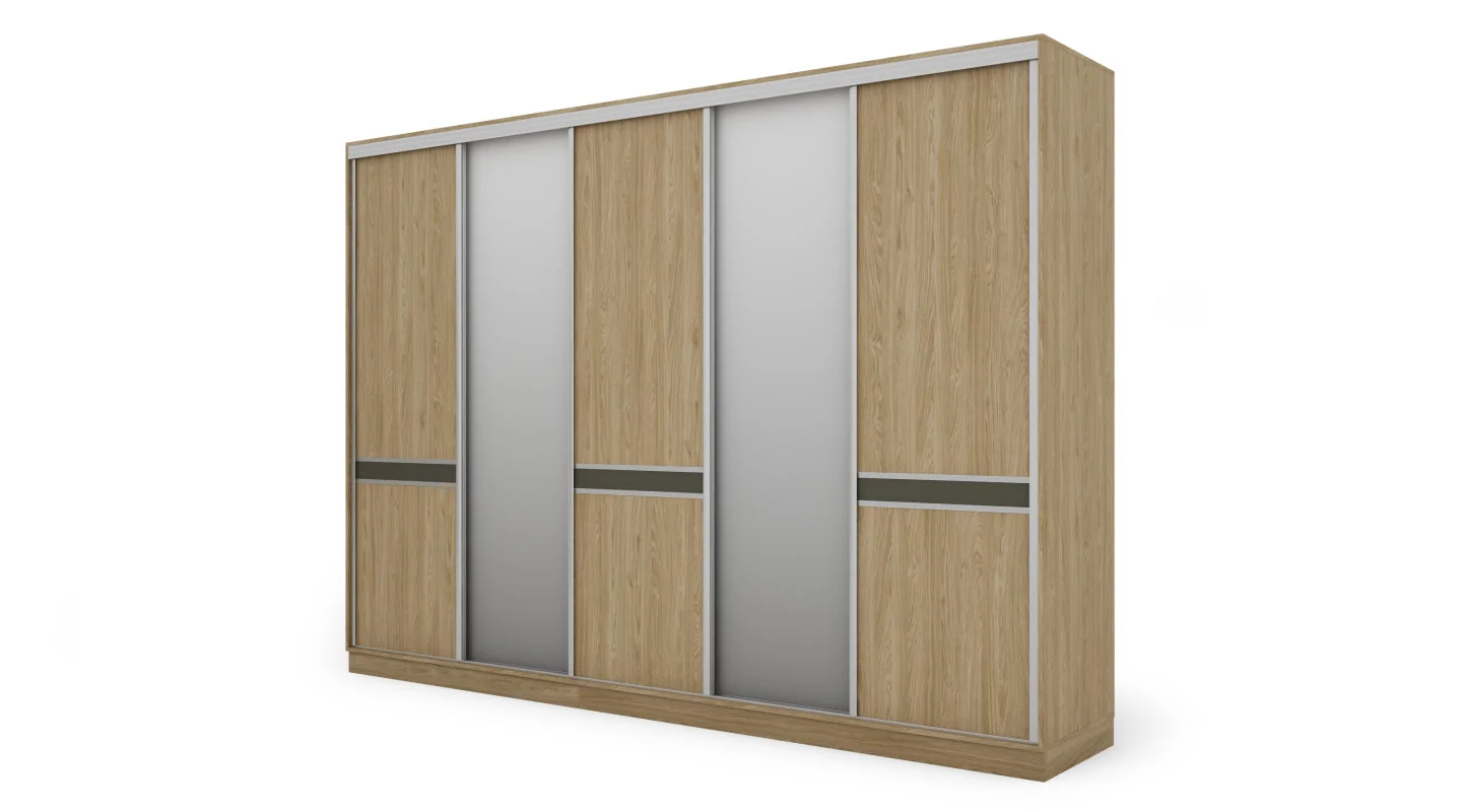 Szafa przesuwna 340x244 cm dąb olejowany 2 lustra - Morvello | eMeblast