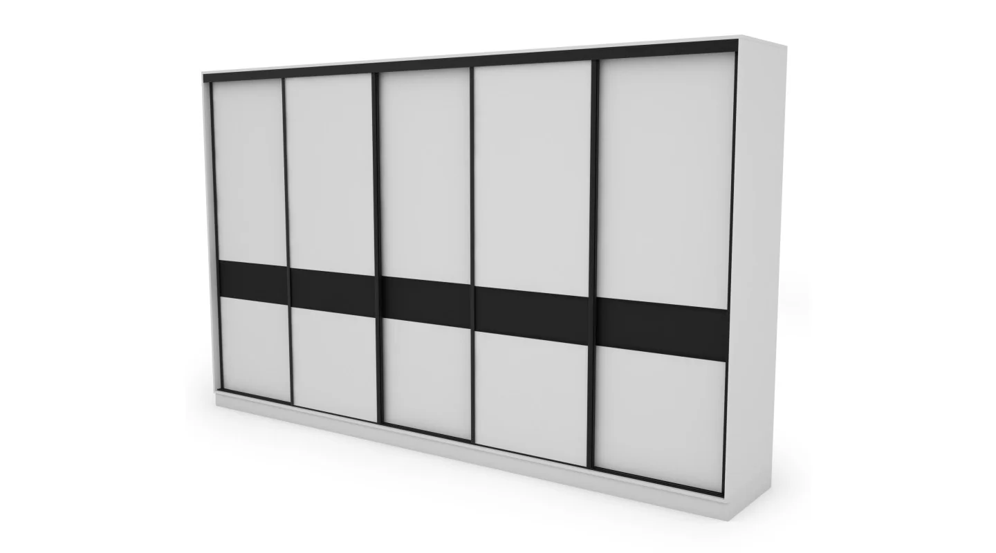 Szafa przesuwna 360x244 cm biel czarny - Torvello | eMeblast