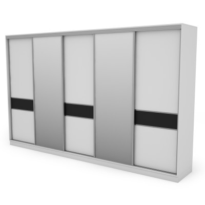 Szafa przesuwna 360x244 cm biel czarny 2 lustra - Torvello