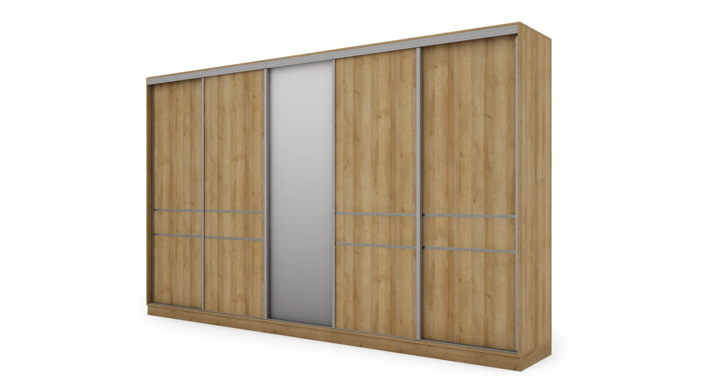 Szafa przesuwna 360x244 cm dąb riva z lustrem - Torvello | eMeblast