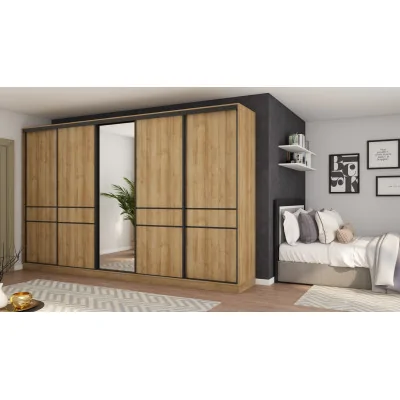 Szafa przesuwna 360x244 cm dąb riva z lustrem - Torvello | eMeblast Szafa przesuwna 360x244 cm dąb riva z lustrem - Torvello | eMeblast