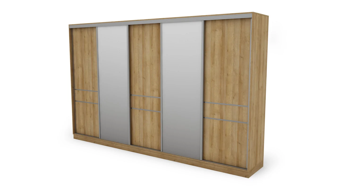Szafa przesuwna 360x244 cm dąb riva 2 lustra - Torvello | eMeblast