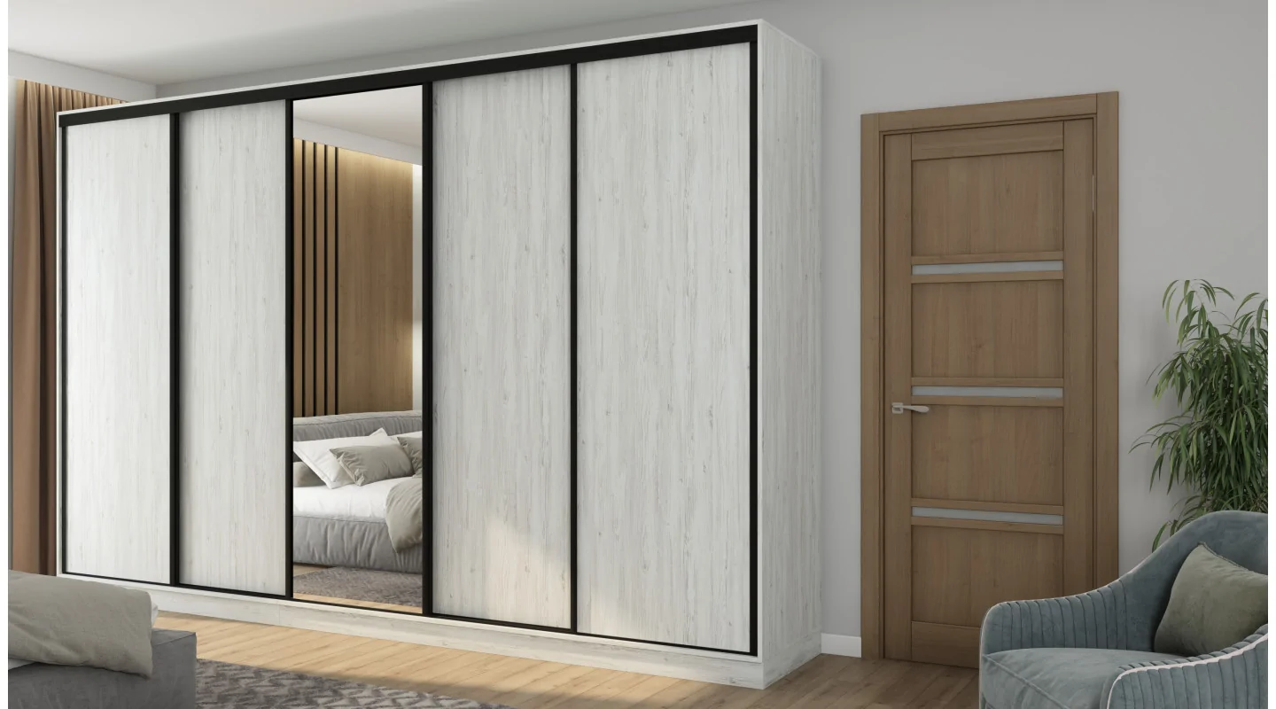 Szafa przesuwna 380x244 cm sosna anderson z lustrem - Navero | eMeblast