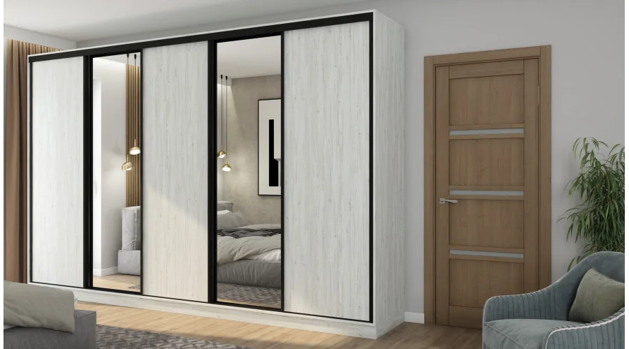 Szafa przesuwna 380x244 cm sosna anderson 2 lustra - Navero | eMeblast
