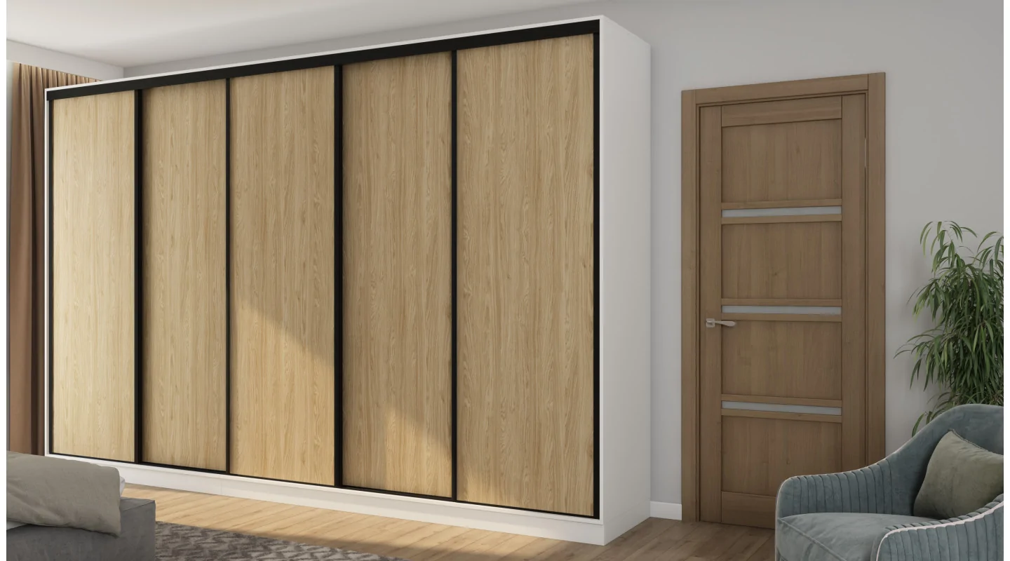 Szafa przesuwna 380x244 cm biel /dąb olejowany - Navero | eMeblast